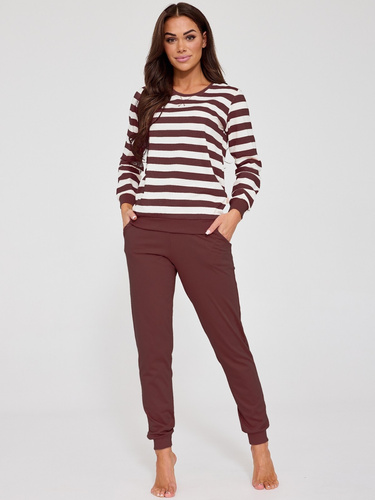 Damenpyjama Cornette Molly 635/475 schokoladenbraun – 100% Baumwolle