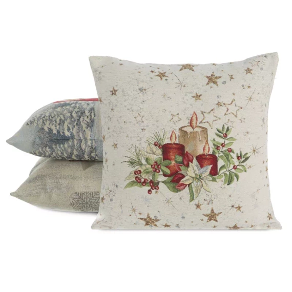 Chp 1270 Weihnachts-Wandteppich-Kissenbezug, Mittelstück, Eurocurtains, Beige