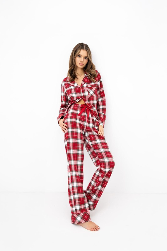 Sensis Yulie Damen-Flanell-Pyjama 100% Baumwolle Rot kariert
