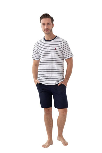 808 Luna Herrenpyjama – Marineblau