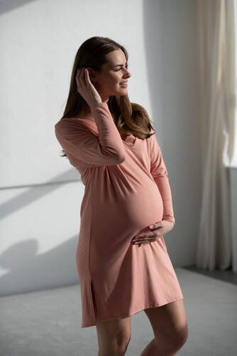 Moon Bamboo Umstands- und Stillnachthemd mit langen Ärmeln, Milk&Love, Kräuterrose