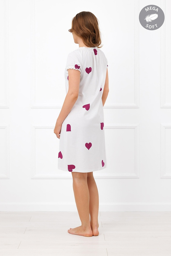 Italian Fashion Soul Stillbluse Mega Soft ecru Herzen Kurzarm