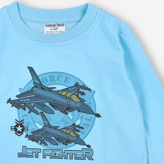 KAR-1014 Langarmbluse für Jungen Lagarto Verde blau – Baumwolle mit Elasthan, polnische Produktion