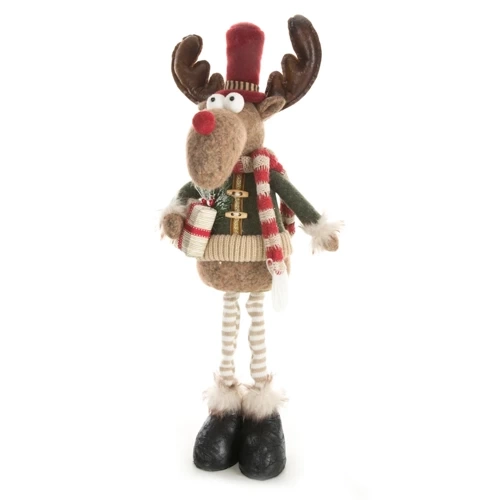 Weihnachts-Rentierfigur im Winteroutfit aus weichen Stoffen. Beige Euro-Vorhänge