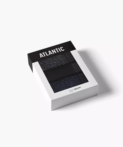 Herren-Slips Atlantic 3MP-221 A3 3er-Pack – aus Baumwolle, Graphit/Schwarz/Indigo