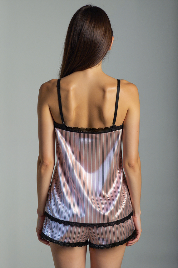 Donna Pierre Cardin Damen-Kurzpyjama – Satin, Rosa, mit Trägern