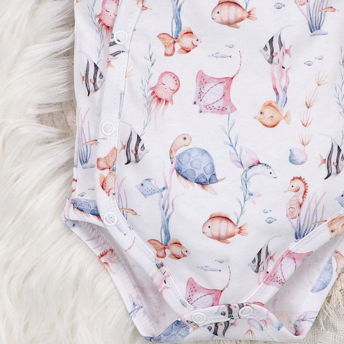 ABN-5473 Underwater World Nini-Body mit Umschlag – Bio-Baumwolle, kurze Ärmel