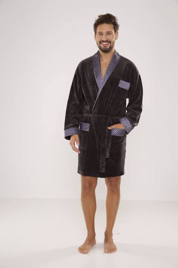 772 Bonjour Herren-Forex-Bademantel - graphit