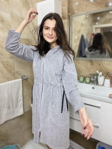 498 Macarena II Kurzer Morgenmantel für Damen Forex - hell melange