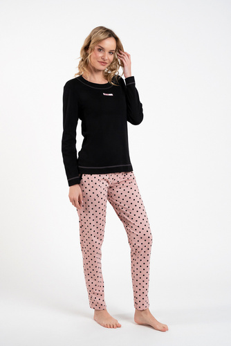 Bonilla Damen Schlafanzug langarm, lange Hose Italian Fashion schwarz/print 