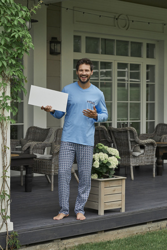 Jaromir Herren Langarm, lange Hose Italienische Mode - blau/print