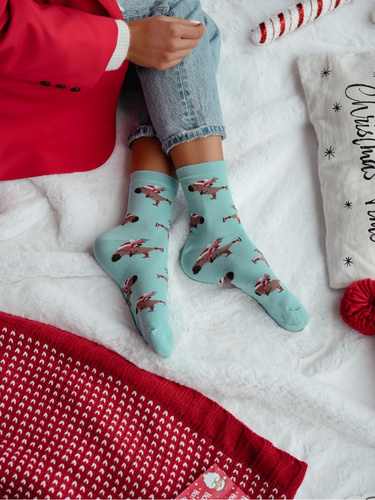 1283.041 Capybara Skating Milena Socken – Damen-Weihnachtssocken, Beige