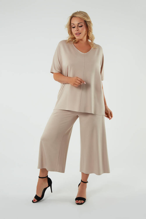 Soler Kurzarmbluse Italian Fashion - beige