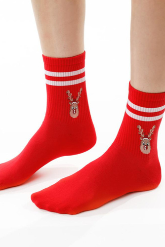 ART.136 Damen-Weihnachtssocken Steven rot 118 – Baumwolle, warm, Wintermuster