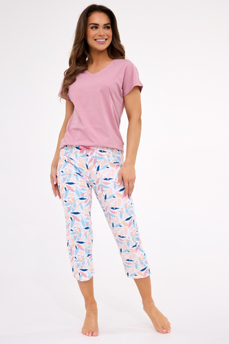 372/450 Louisa Cornette – Baumwollpyjama für Damen, kurze Ärmel, 3/4-Hose