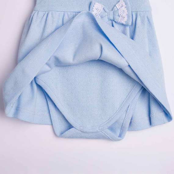 224035 Nicol Mädchen Kleid-Body Blau 100% Baumwolle Ajour