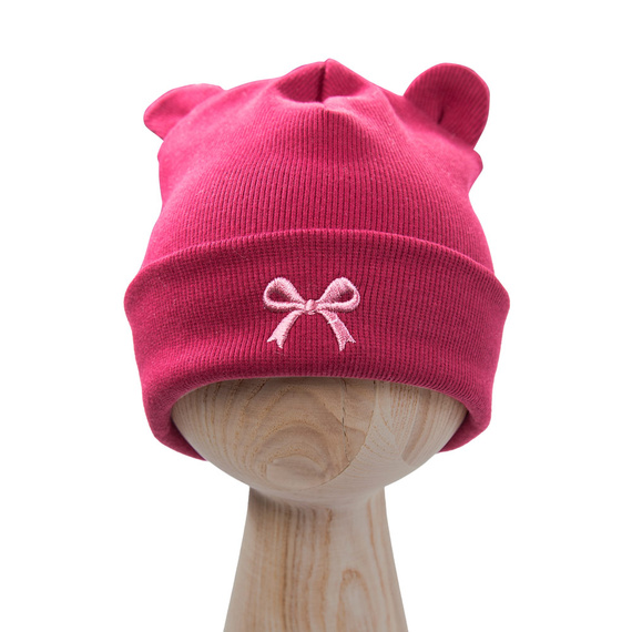 Fluffy Tails Eevi Kindermütze – Burgunderrot, Baumwolle, mit Ohren