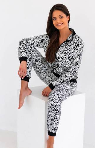 Cruella Damen Trainingsanzug aus Velours Sensis- weiß-schwarz