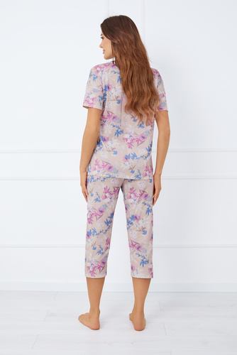 Genua Damen Pyjamas kurze Ärmel, 3/4 Hose Italienische Mode - Druck 