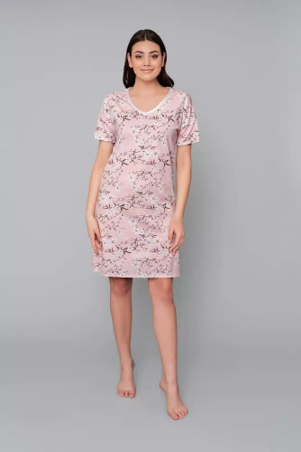 Alwa kurzärmeliges Nachthemd Italian Fashion - rosa Druck