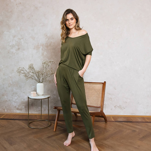 Paramo Damen Kurzarm-Set, Länge. hose Italian Fashion - khaki