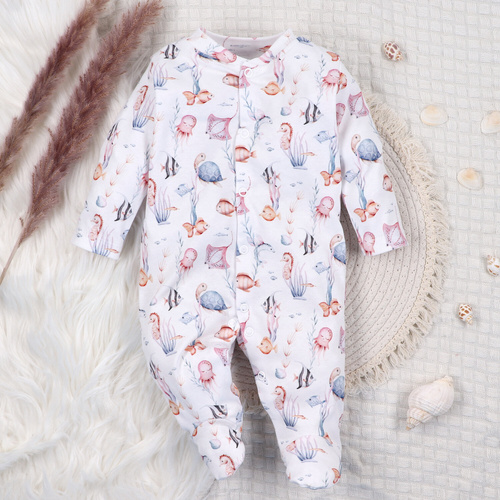 ABN-5479 Underwater World Nini Babystrampler – Bio-Baumwolle, bequeme Druckknöpfe