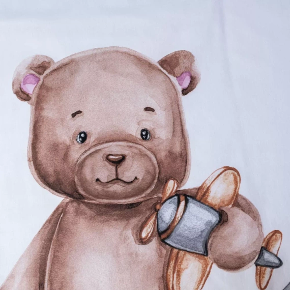 Teddybär-Mond Bettwäsche aus Baumwolle von Jerry Fabrics, weiß/grau