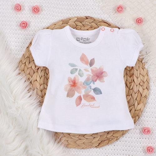 ABN-5422 Bunte Blumen Bio-Baumwollbluse Nini weiß