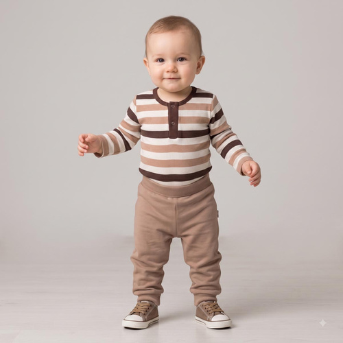 227096 Nicol BENEK Babybody langarm gestreift braun beige ecru