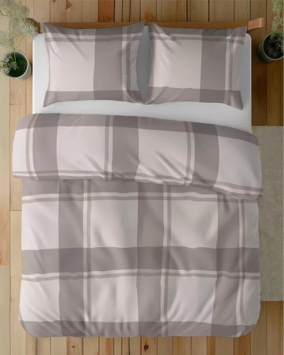 5218 B Detexpol-Bettwäsche aus beigem Satin mit Karomuster