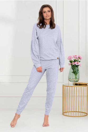 Parma Damen Langarmset, Hose Italienische Mode - grau