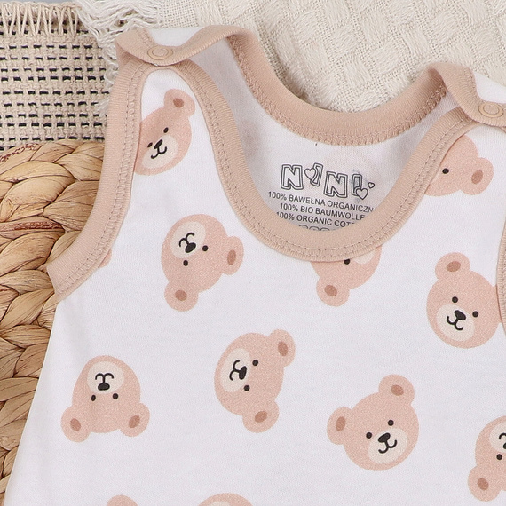 ABN-5355 Sweet Bears Nini Schlafanzüge aus Bio-Baumwolle, Beige