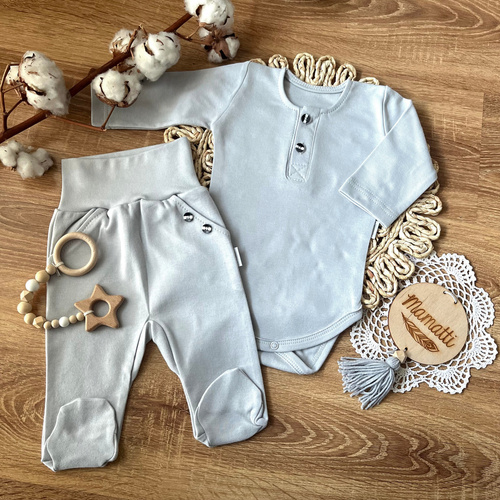 BP009 Mamatti Langarm-Polo-Body – Grau