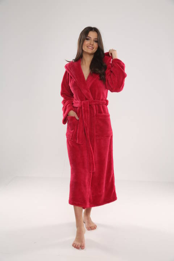 807 Luna II Ladies' Long Dressing Gown Forex - Himbeere