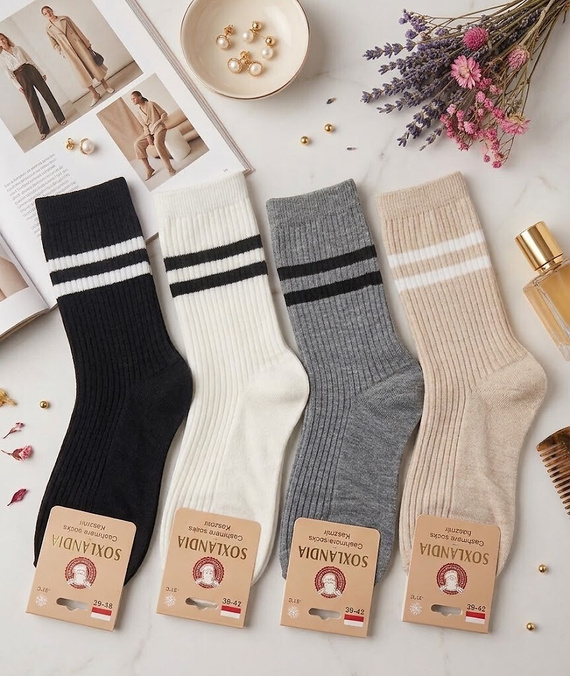 Damen Socken WIK Soxlandia 3044 wz.12 Kaschmir 95% Ripp schwarz