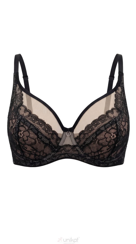 Unikat Sedina Soft Schwarzer weicher Spitzen-BH mit Bügeln