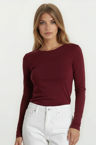 Klassische Damenbluse Eldar Irma– Elastische Viskosebluse in Rippoptik mit Langarm