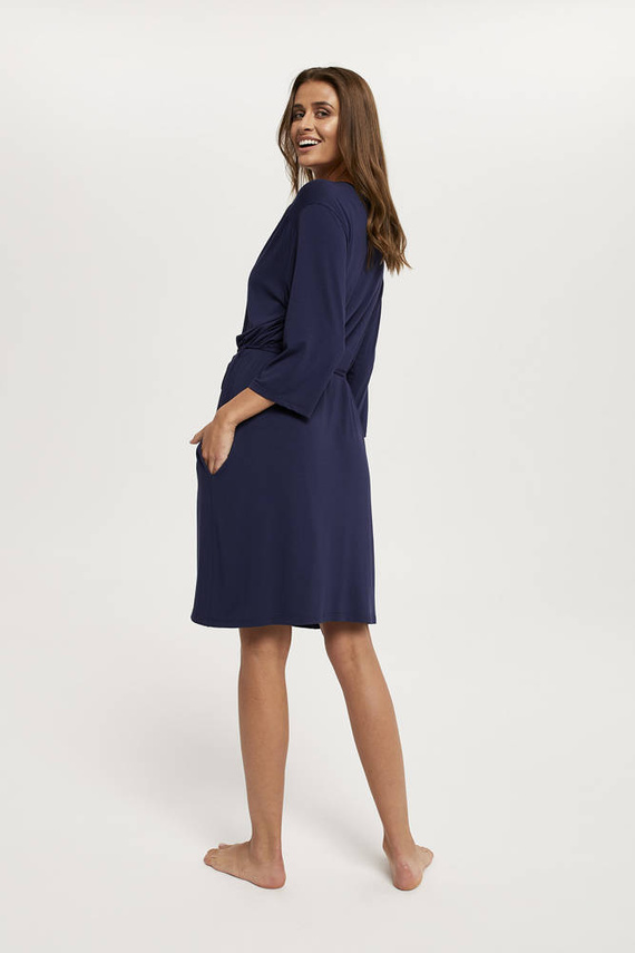 Song Damen 3/4 Ärmel Bademantel Italian Fashion - navy blau