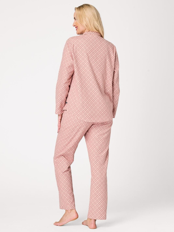 Damen-Pyjama Key LNS 743 rosa – Flanell, zum Knöpfen, 100% Baumwolle