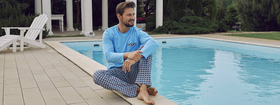 Jaromir Herren Langarm, lange Hose Italienische Mode - blau/print