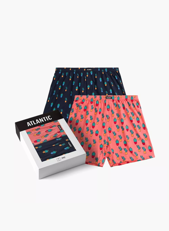 2MBH-005 Atlantic Herren-Boxershorts – Marineblau-Koralle