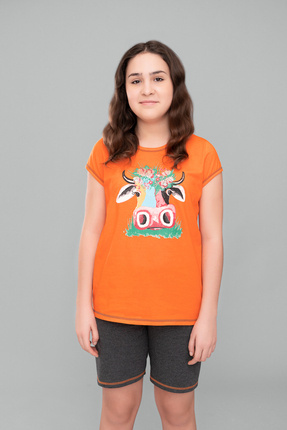 Blonde Mädchen Schlafanzug Italian Fashion - orange/dunkel melange