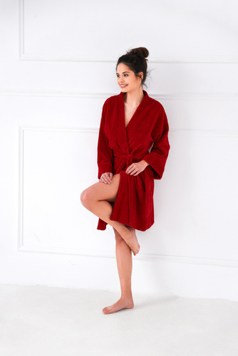 Rollbarer Morgenmantel für Frauen Sensis - rot