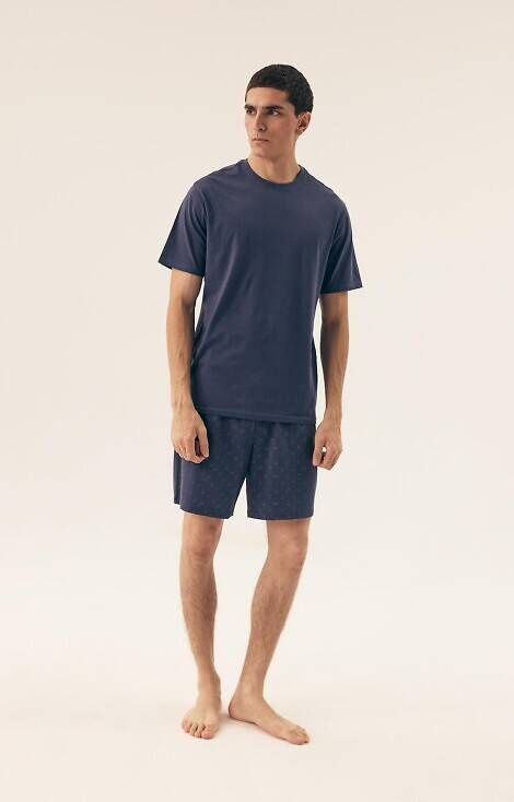 42601 Shore Herren-Pyjama Core Henderson – stahlblau