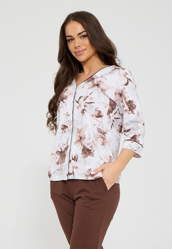 Damen-Pyjama Cornette Simone 162/498 Baumwolle Knöpfe 3/4-Arm 7/8-Hose