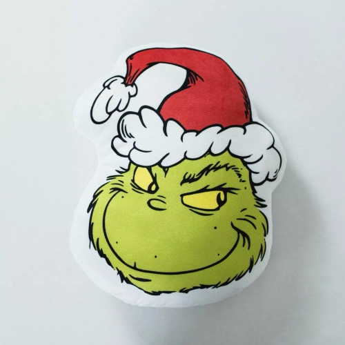 Poduszka Grinch Jerry Fabrics 36x29 weiß grün weich Kuscheltier