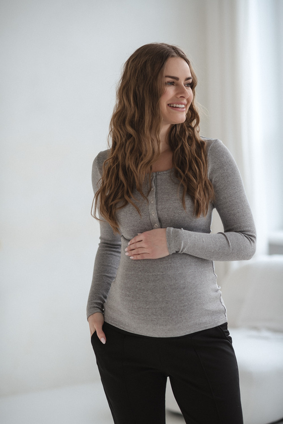 Tummy Milk&Love Umstands- und Stillshirt aus Viskose light gray melange