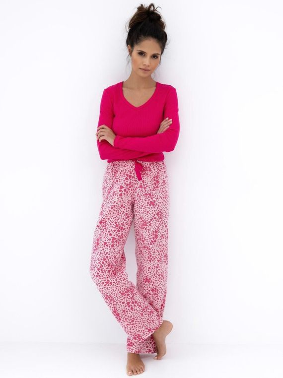 Landry Sensis Damen-Pyjama, rosa – Baumwolle, lange Ärmel, bequemer Schnitt