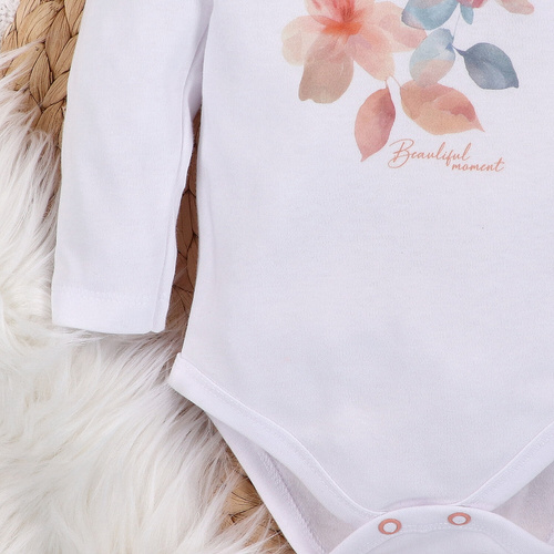 ABN-5416 Bunte Blumen Bio-Baumwoll-Body Nini weiß