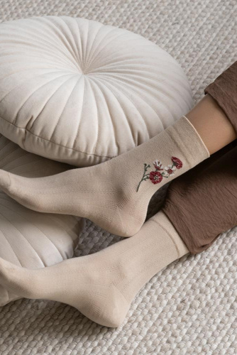 Steven Planeta Ziemia art.017 Damen Socken beige 042 – Baumwolle, Muster, Komfortbund